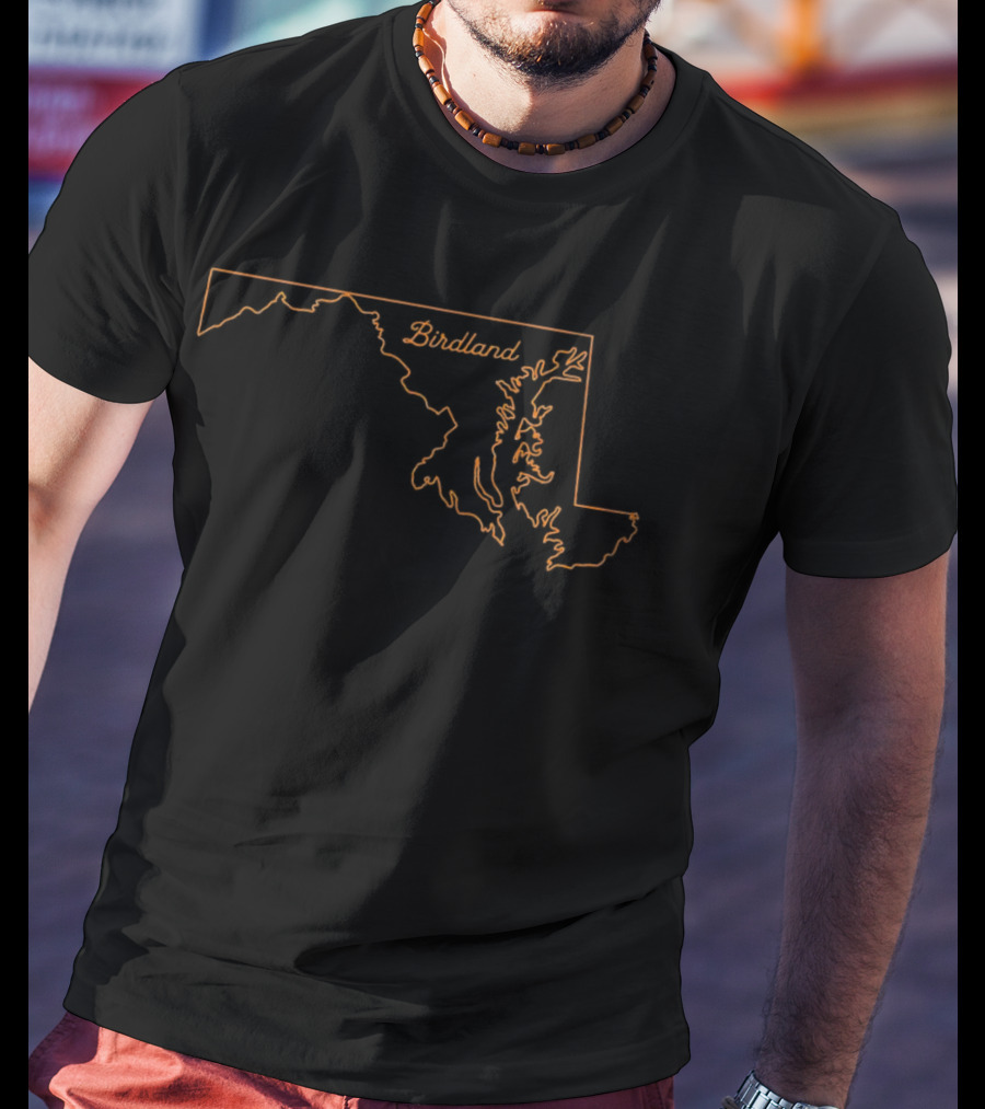 Maryland Birdland Baltimore Orioles Baseball Map Outline T-Shirt