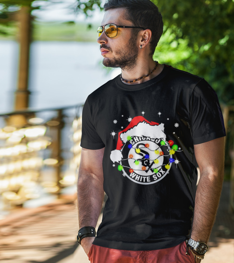 Chicago White Sox Christmas Santa Hat With Lights T-Shirt