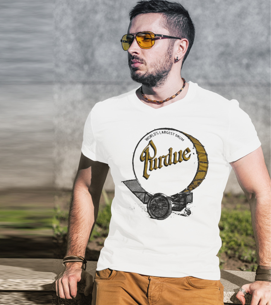 World's Largest Drum Purdue Black And Gold Band Heritage T-Shirt