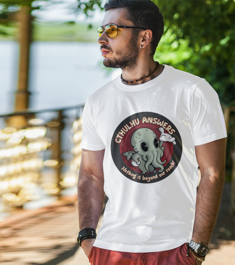 Cthulhu Answers Nothing Is Beyond Our Reach Cartoon T-Shirt