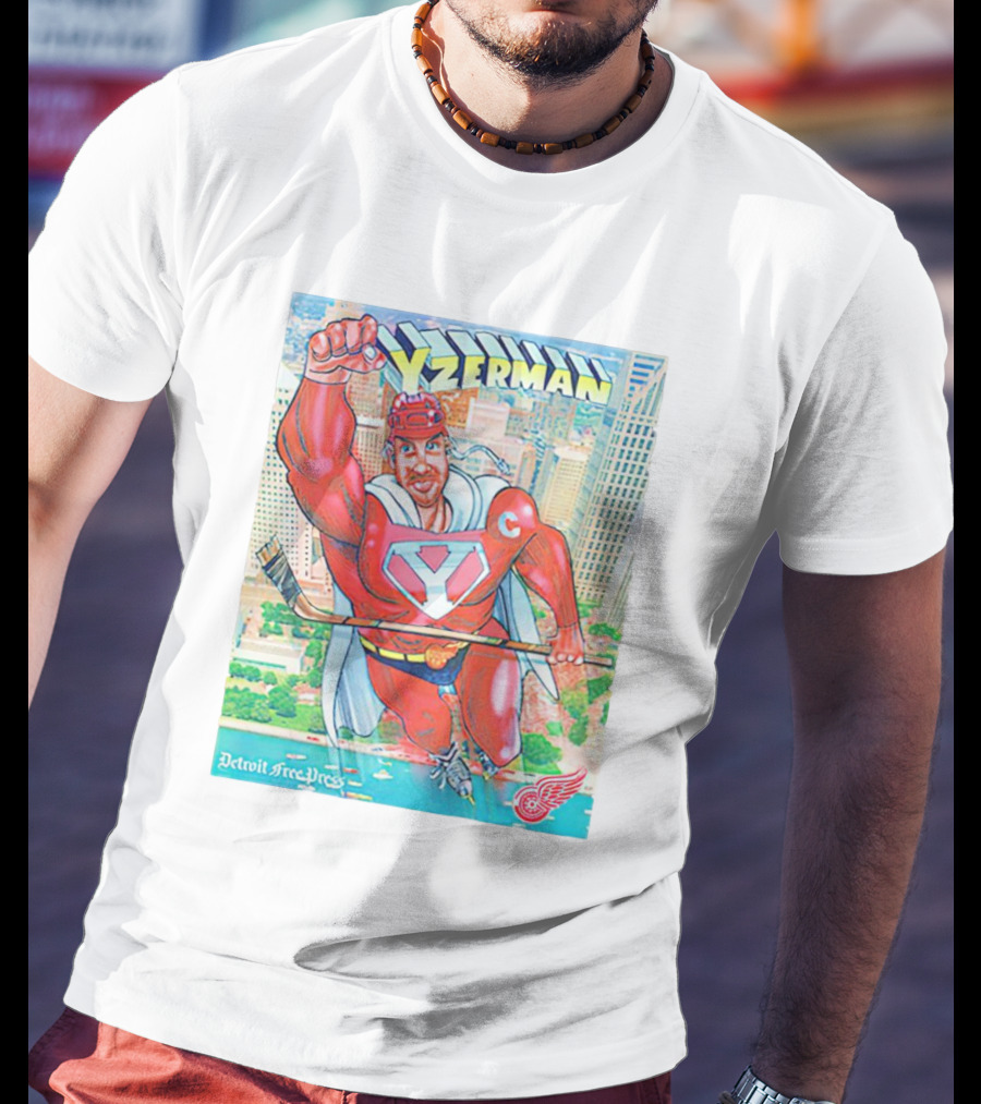 Yzerman Superman Detroit Free Press Red Wings T-Shirt