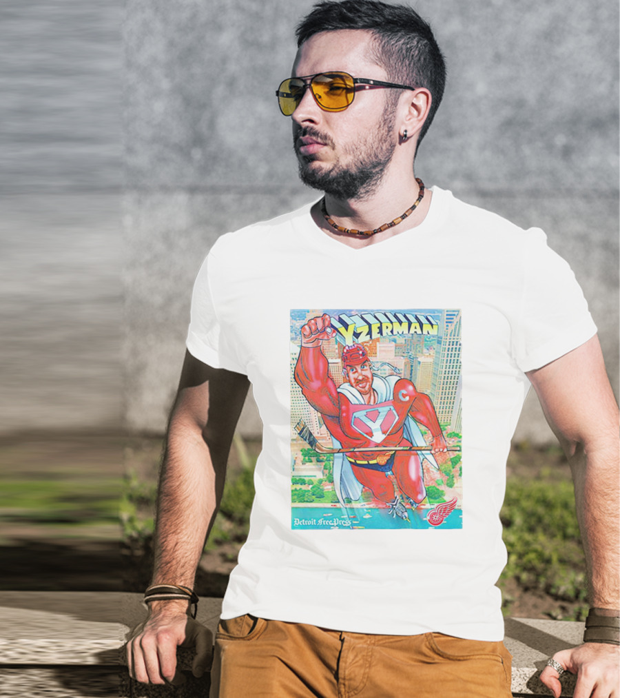 Yzerman Superman Detroit Free Press Red Wings T-Shirt