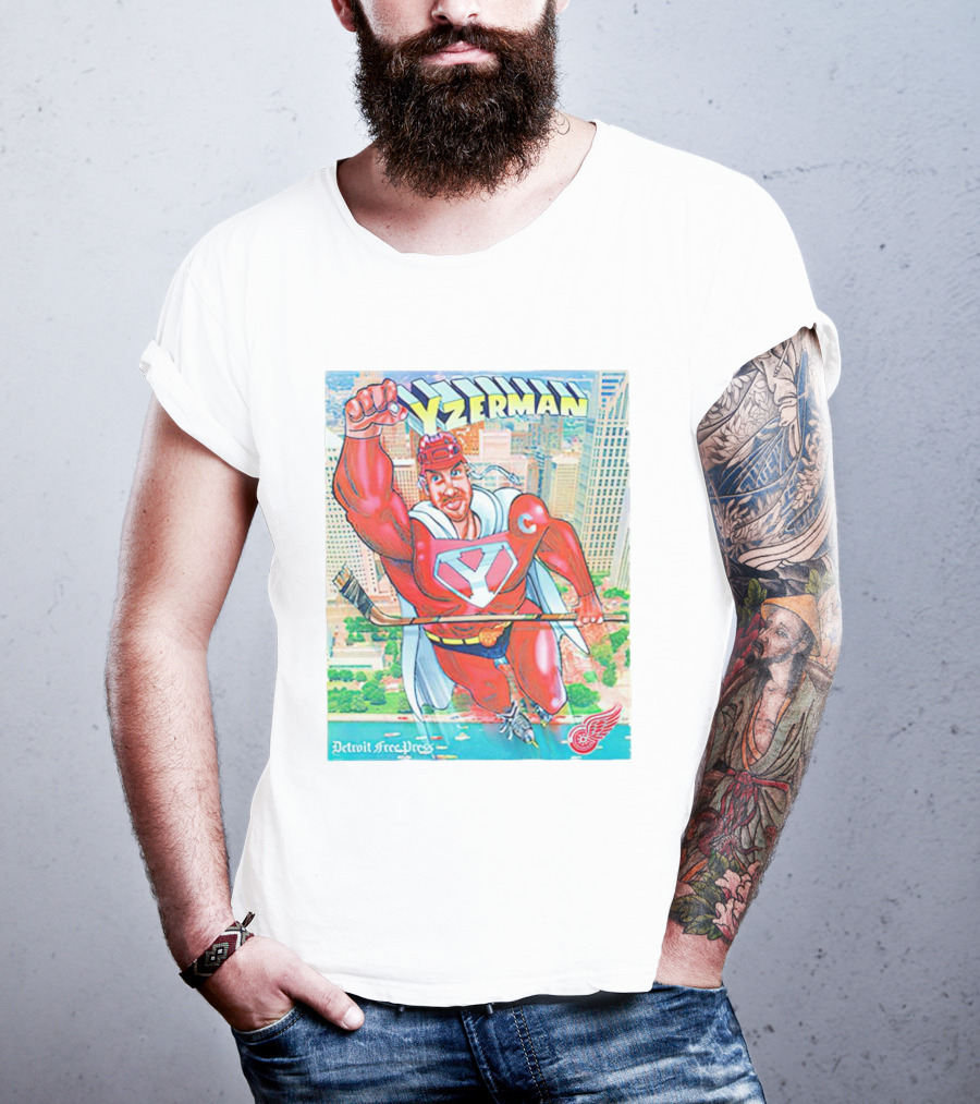 Yzerman Superman Detroit Free Press Red Wings T-Shirt