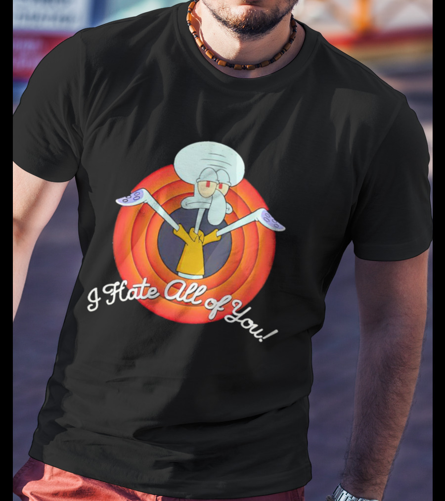 Squidward Tentacles I Hate All Of You Retro Cartoon T-Shirt