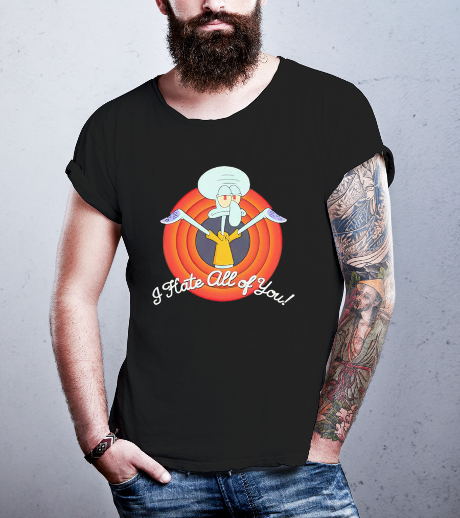 Squidward Tentacles I Hate All Of You Retro Cartoon T-Shirt