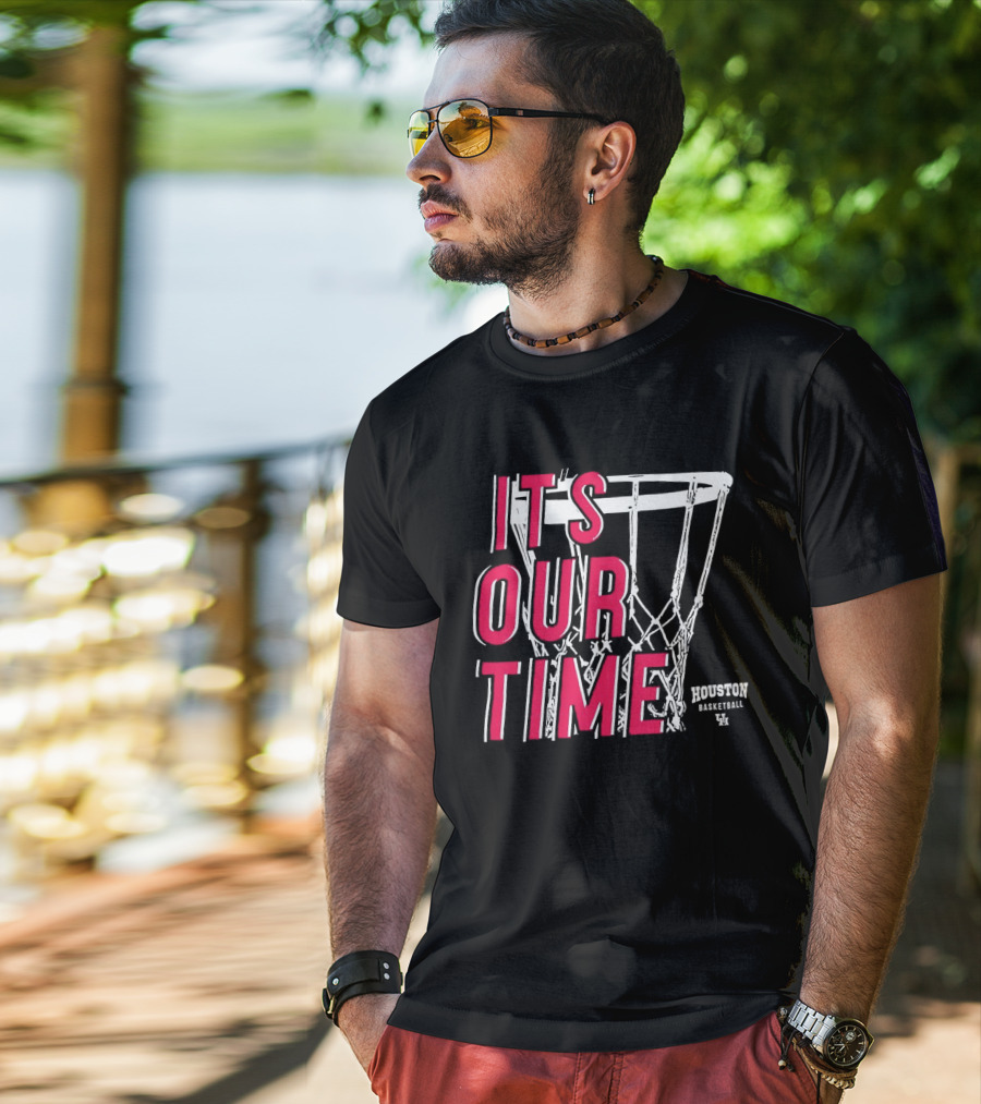 Houston Cougars Basketball It's Our Time Basketball Hoop T-Shirt