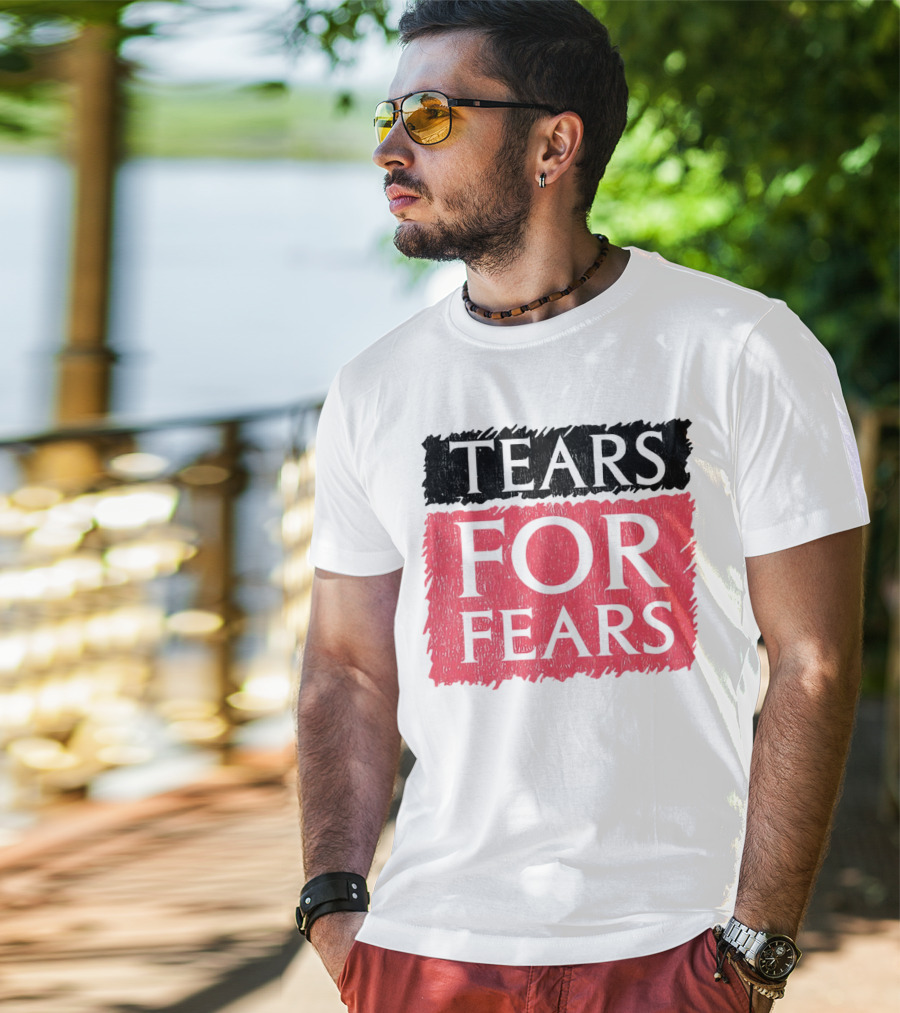 Tears For Fears Text In Black On Pink Background T-Shirt