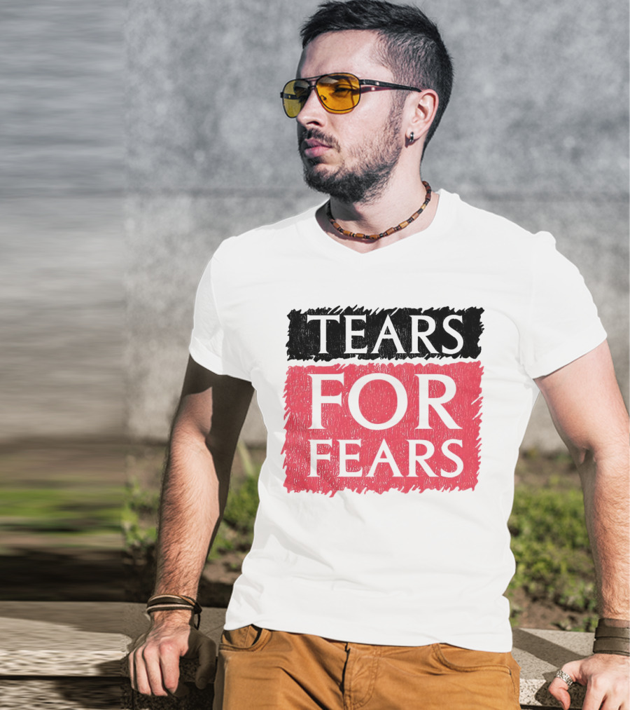 Tears For Fears Text In Black On Pink Background T-Shirt