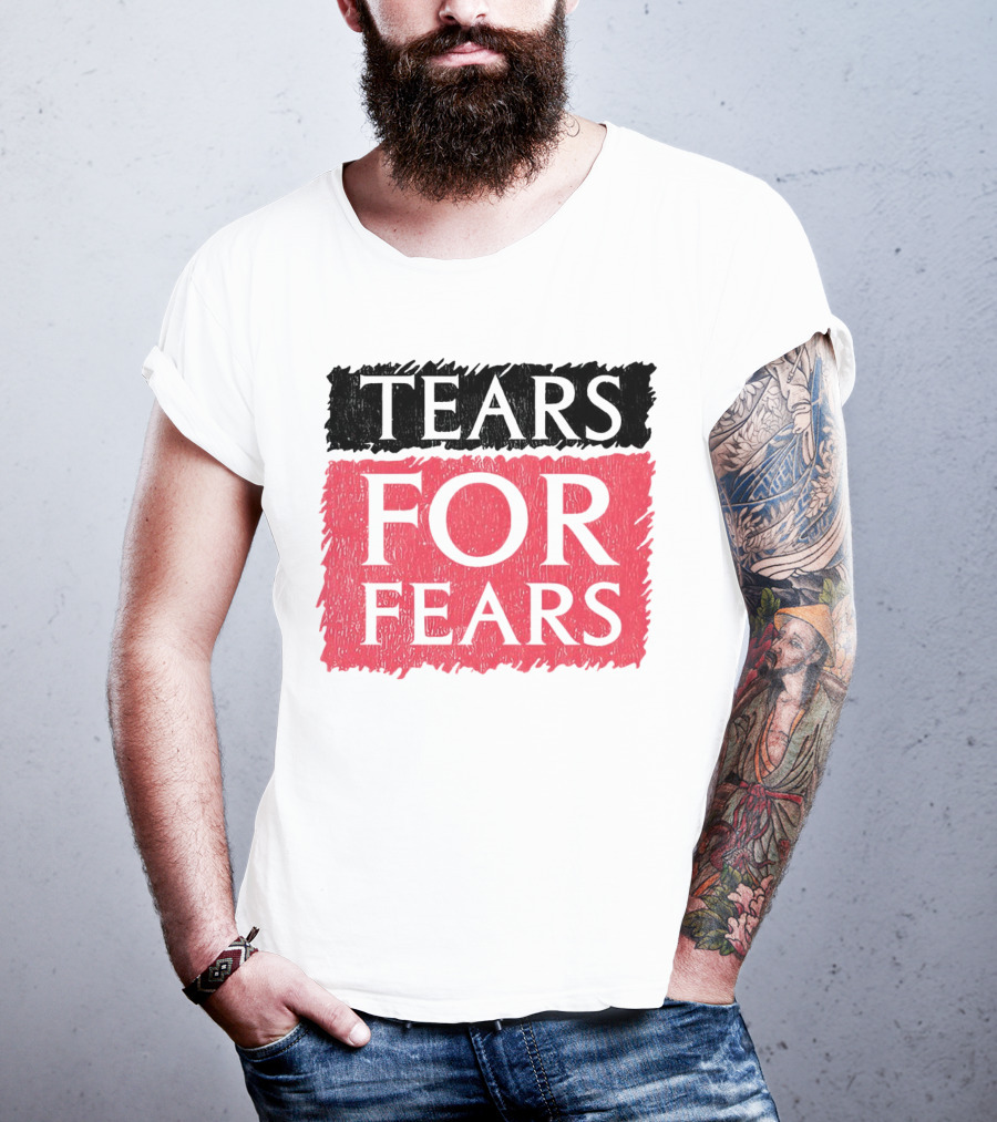 Tears For Fears Text In Black On Pink Background T-Shirt