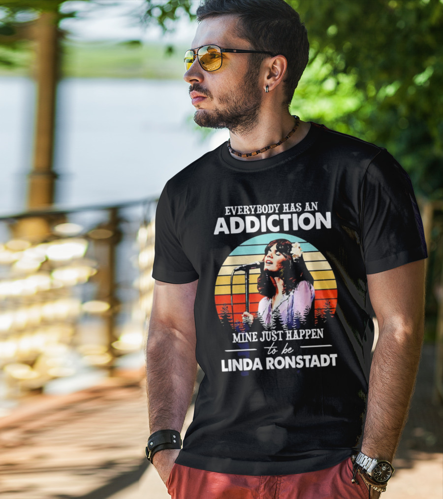 Everybody Has An Addiction Mine Just Happen To Be Linda Ronstadt Vintage Sunset Microphone Performance T-Shirt