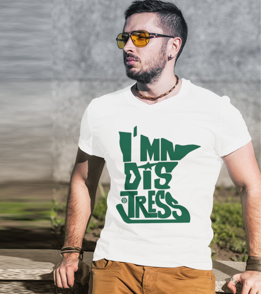 I MN Dis Tress Minnesota Silhouette And Hockey Stick T-Shirt