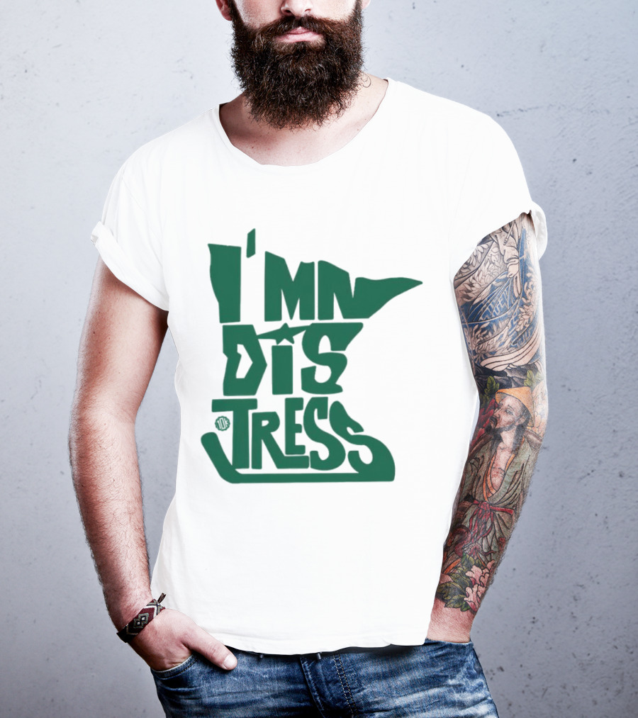I MN Dis Tress Minnesota Silhouette And Hockey Stick T-Shirt