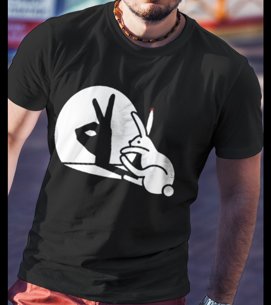 Rabbit Hand Shadow Peace Gesture Optical Illusion T-Shirt