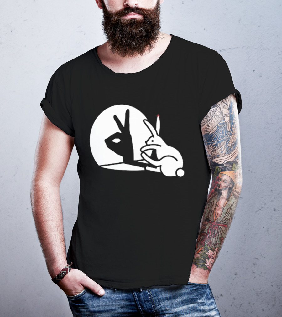 Rabbit Hand Shadow Peace Gesture Optical Illusion T-Shirt