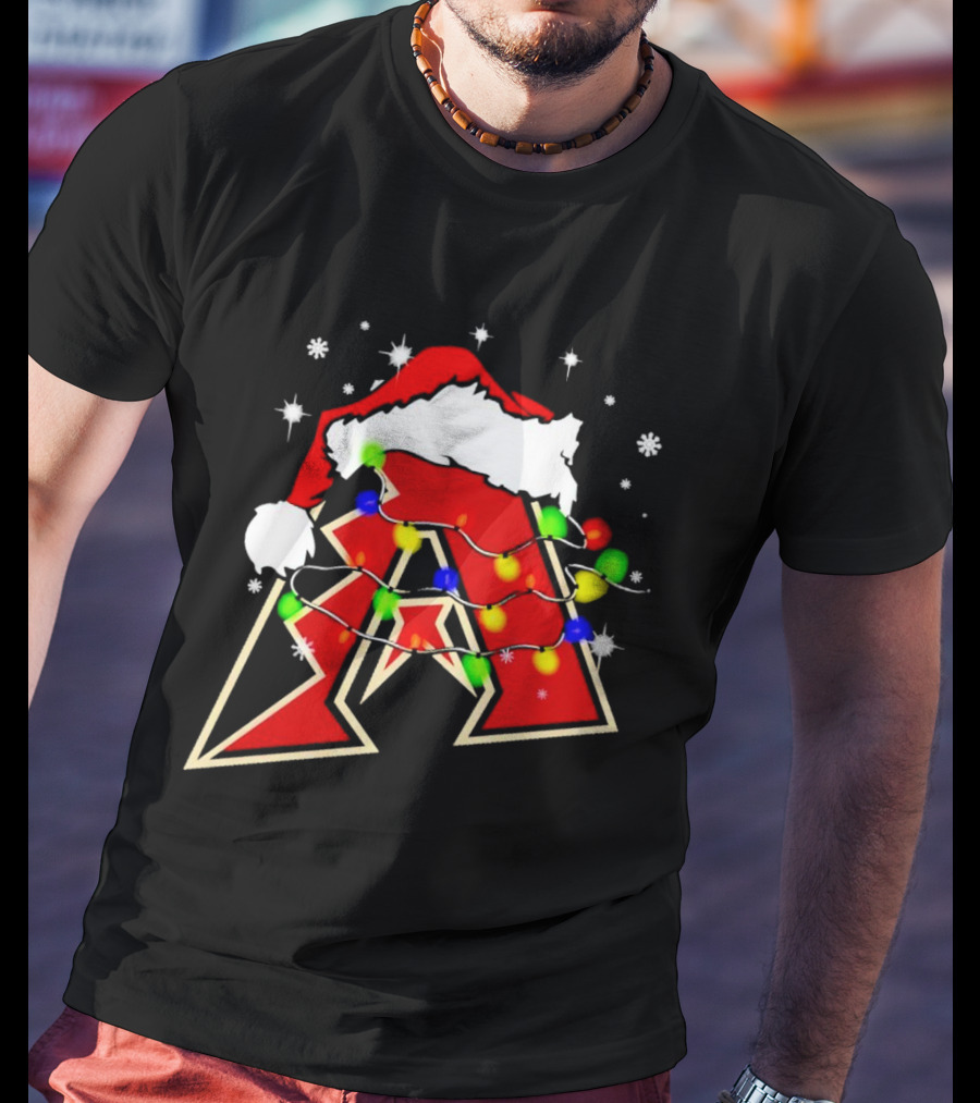 Santa Hat Arizona Diamondbacks Christmas Lights T-Shirt
