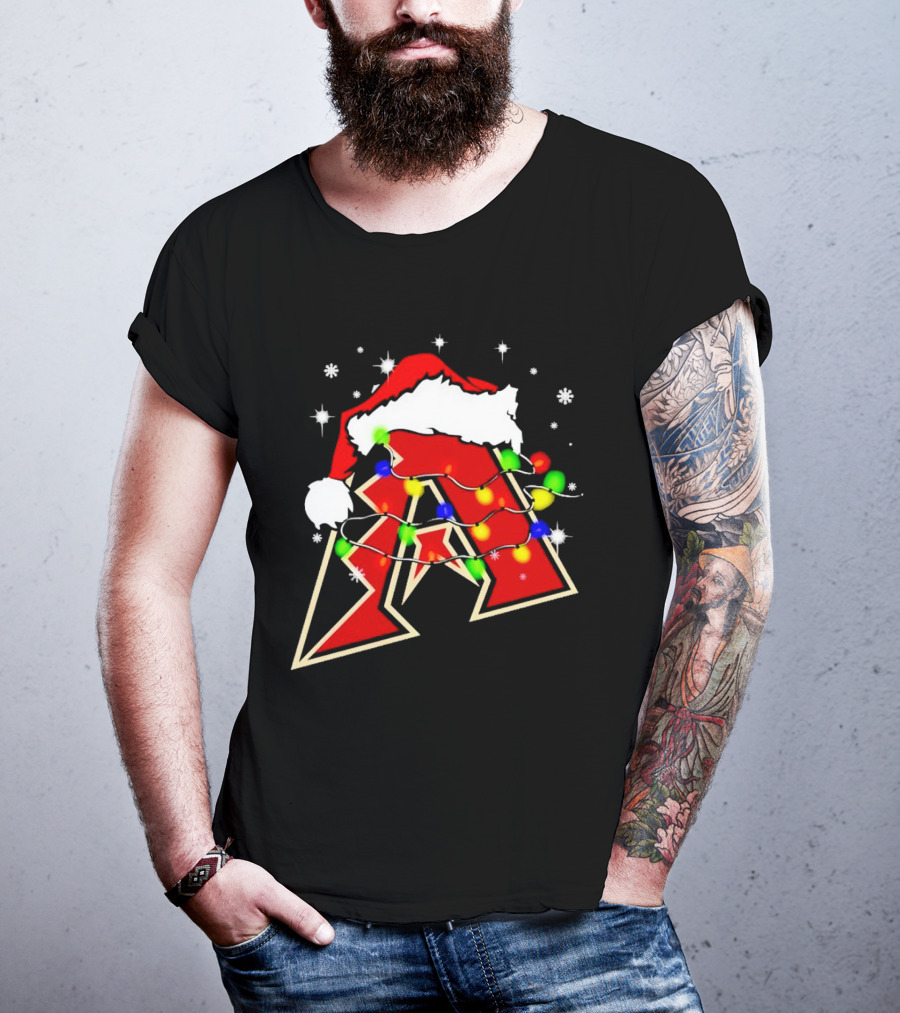 Santa Hat Arizona Diamondbacks Christmas Lights T-Shirt