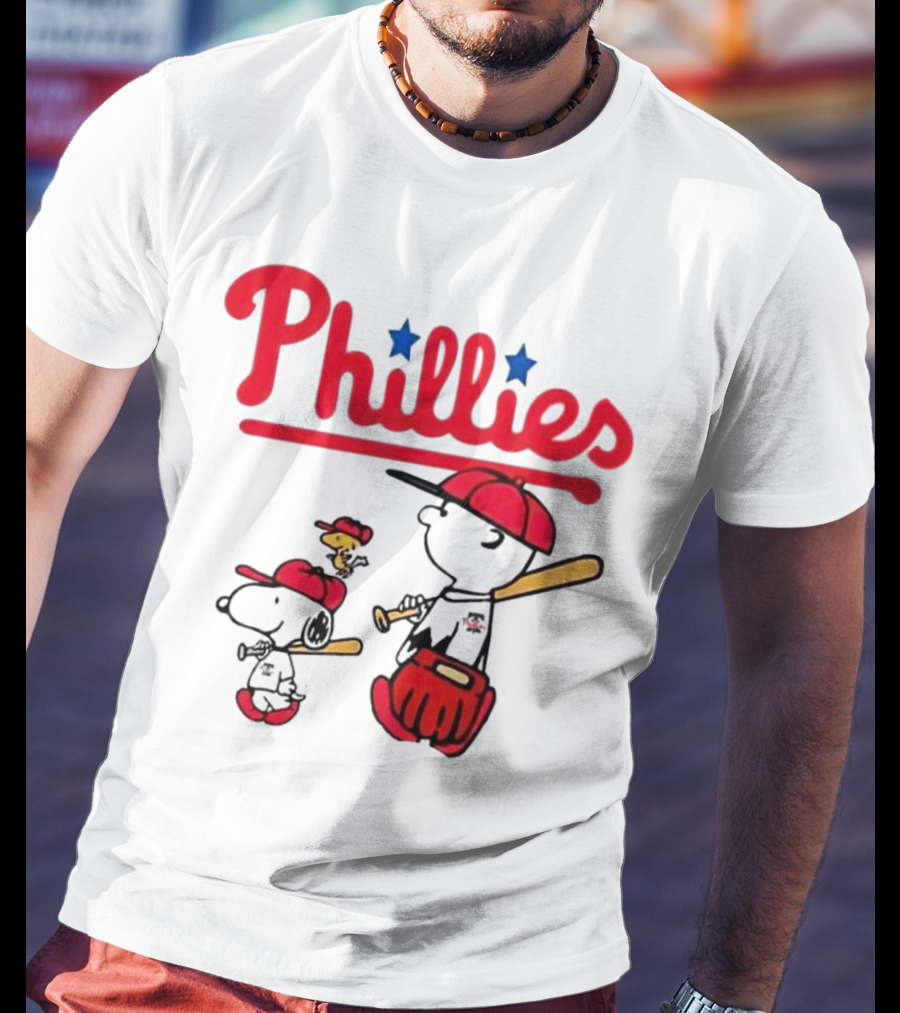 Phillies Snoopy Woodstock Charlie Brown Peanuts Baseball T-Shirt
