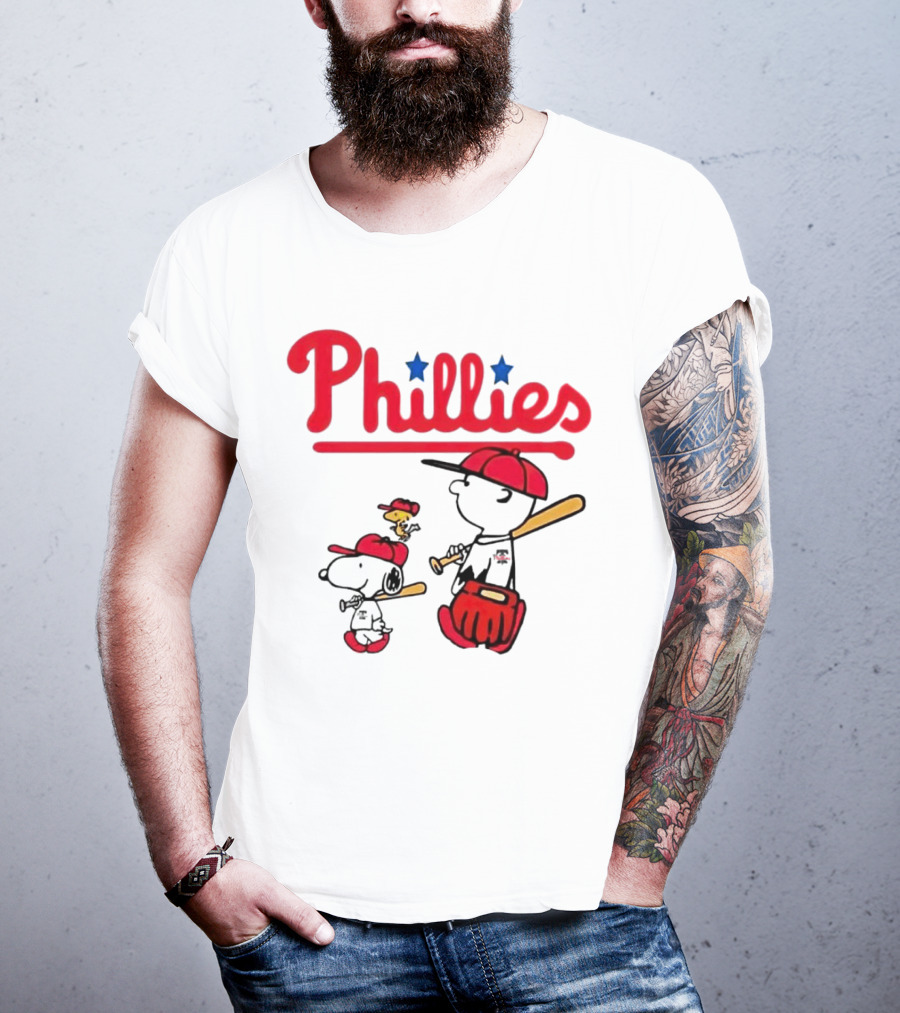 Phillies Snoopy Woodstock Charlie Brown Peanuts Baseball T-Shirt