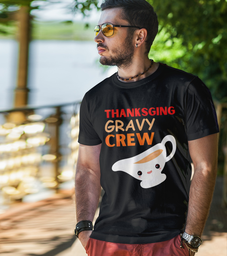 Thanksgiving Gravy Crew Smiling Saucy Boat T-Shirt