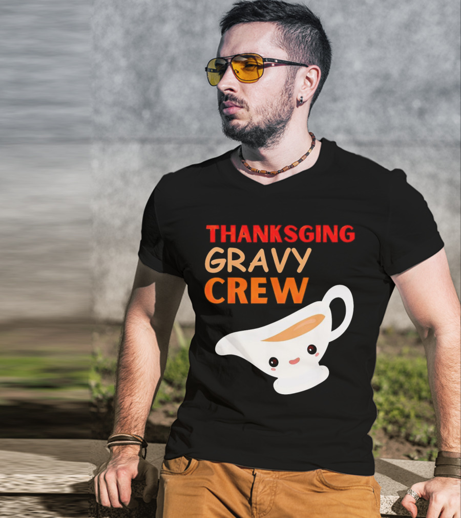 Thanksgiving Gravy Crew Smiling Saucy Boat T-Shirt