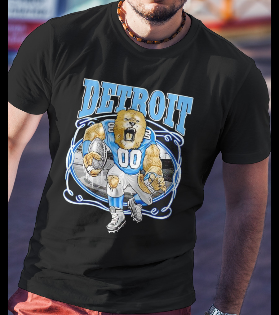 Detroit Lions Football 00 Mascot Running T-Shirt