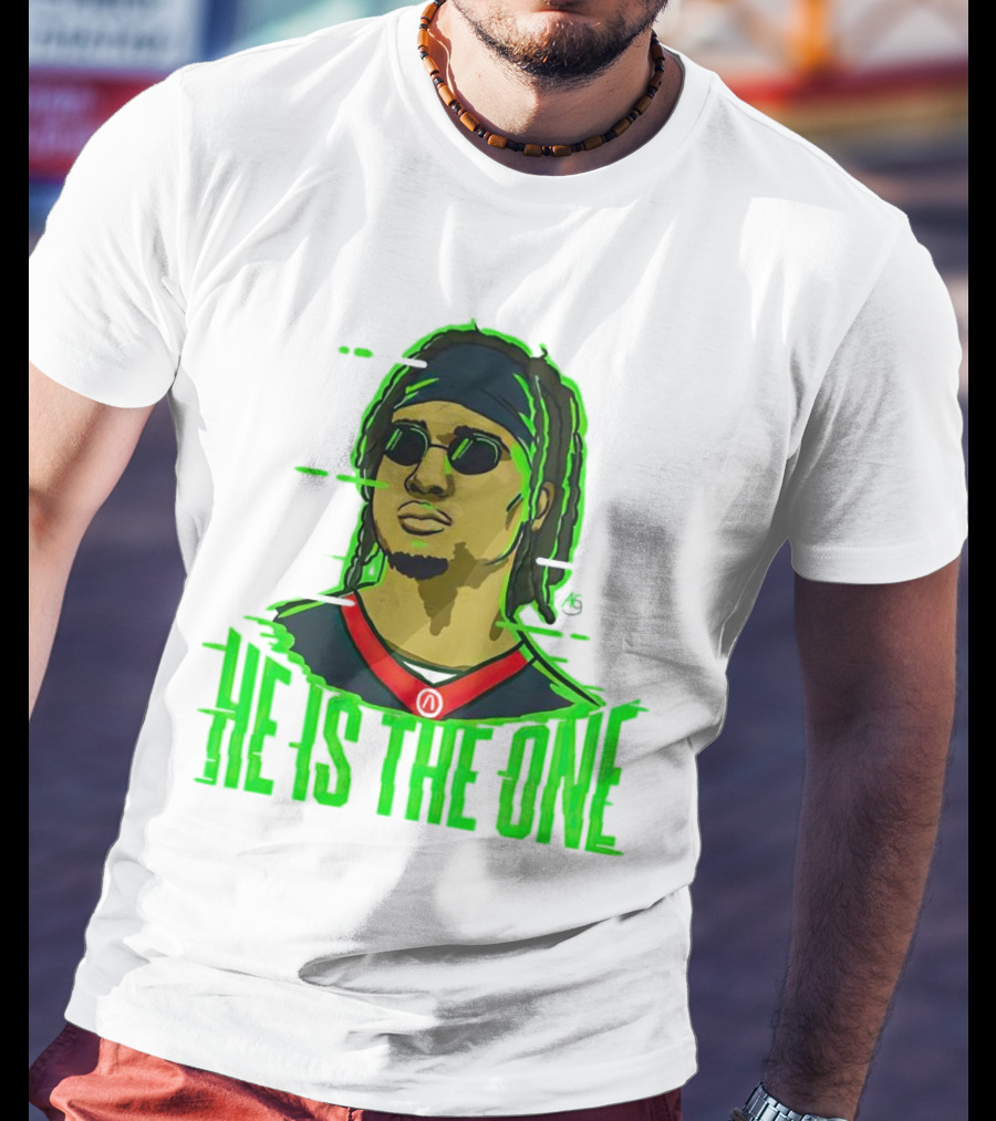He Is The One Cryptic Neon Style Cartoon T-Shirt
