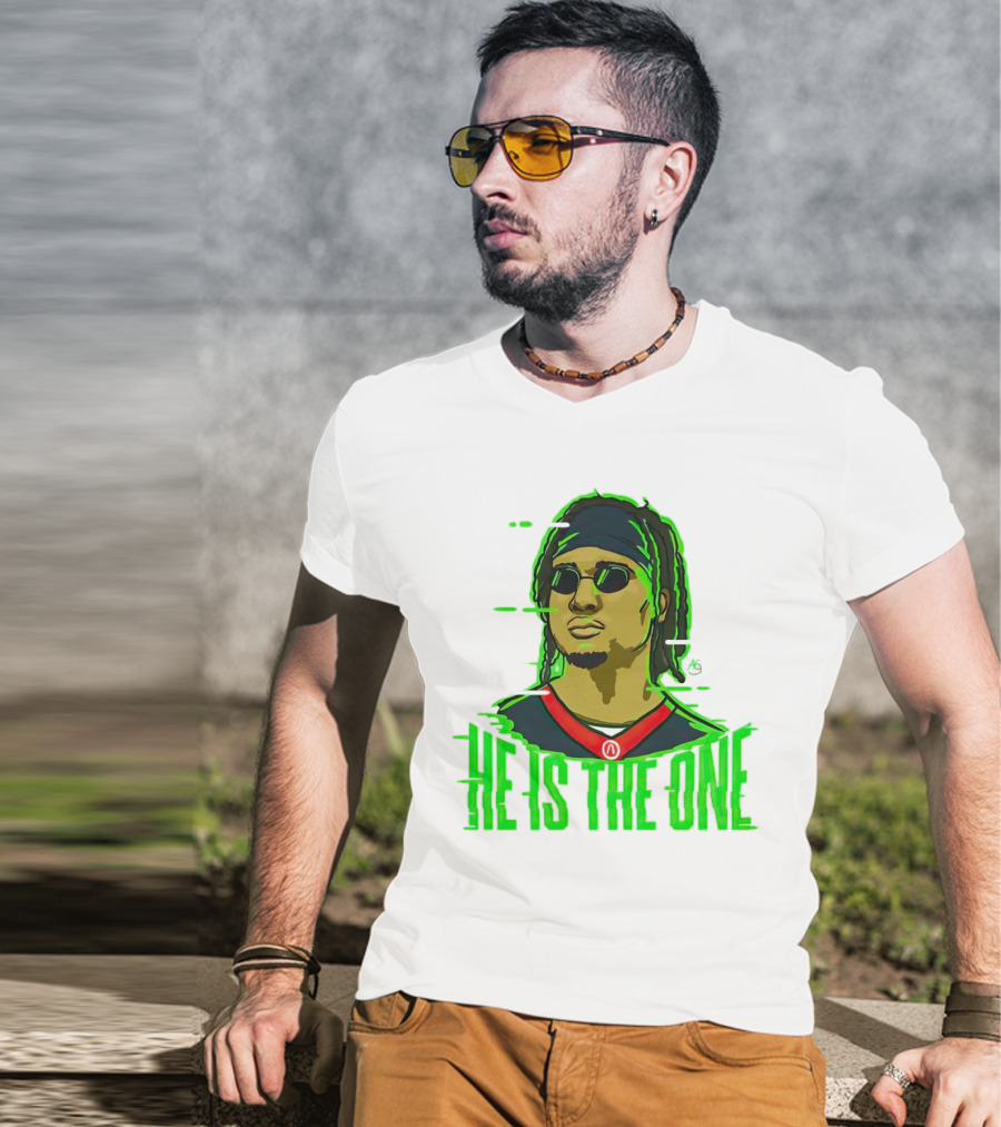He Is The One Cryptic Neon Style Cartoon T-Shirt