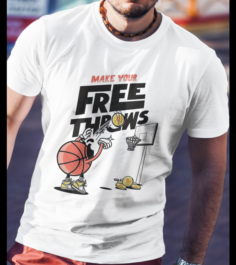 Make Your Free Throws Basketball Cartoon Coin Scoring T-Shirt