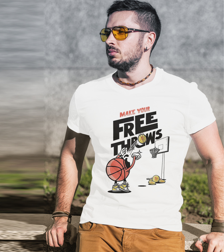 Make Your Free Throws Basketball Cartoon Coin Scoring T-Shirt