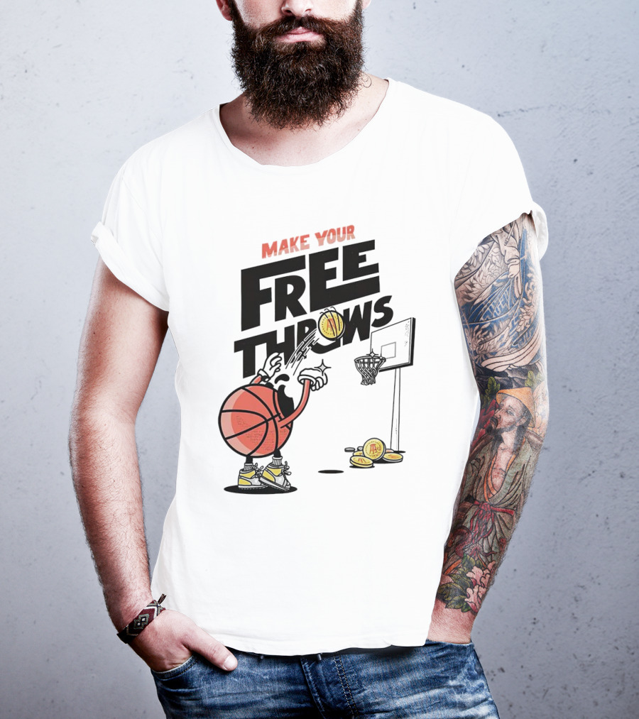Make Your Free Throws Basketball Cartoon Coin Scoring T-Shirt