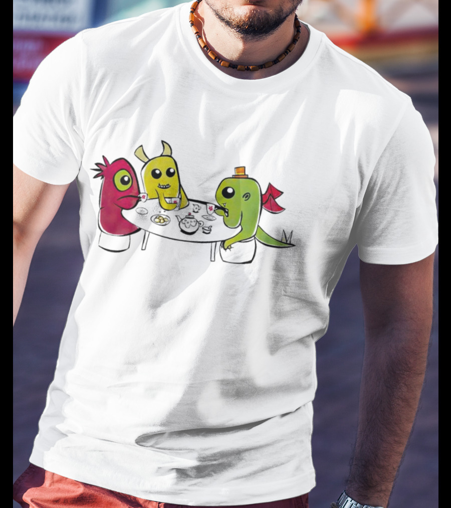 Monster Tea Party At Table With Cookies And Teacups T-Shirt