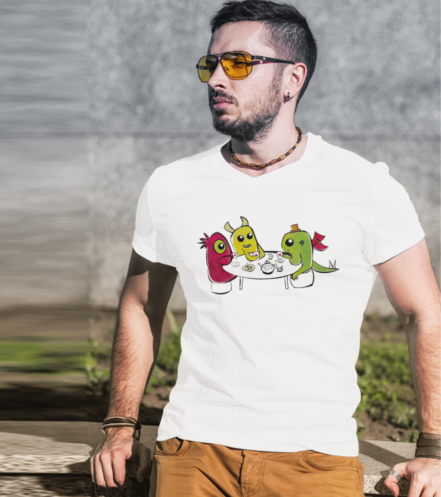 Monster Tea Party At Table With Cookies And Teacups T-Shirt