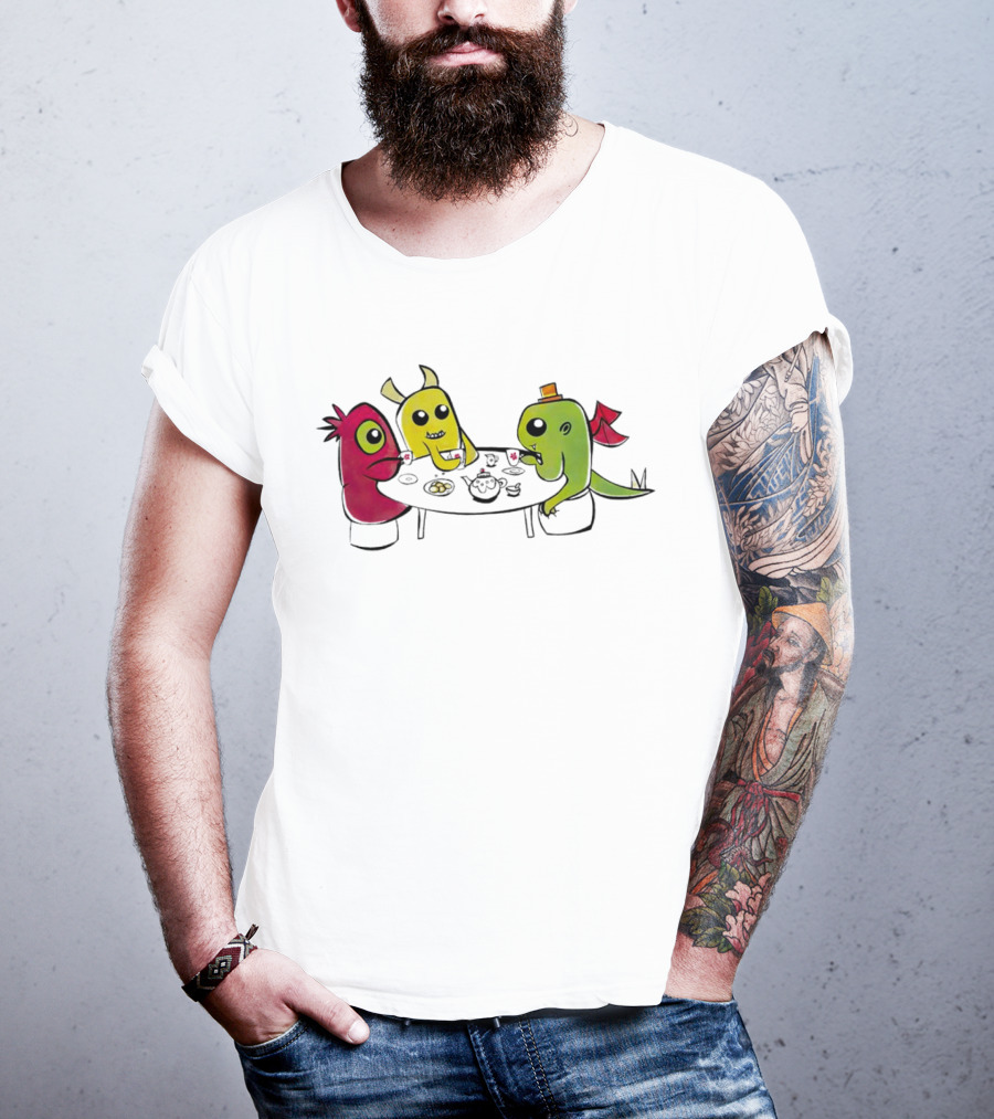 Monster Tea Party At Table With Cookies And Teacups T-Shirt