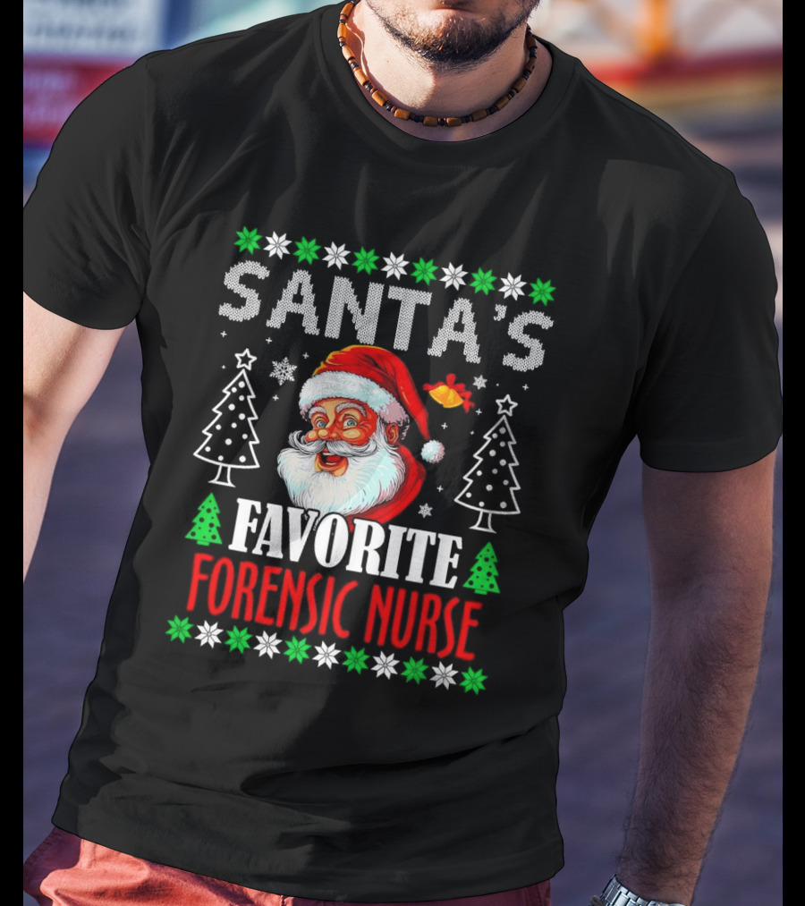 Santa's Favorite Forensic Nurse Christmas Holiday T-Shirt
