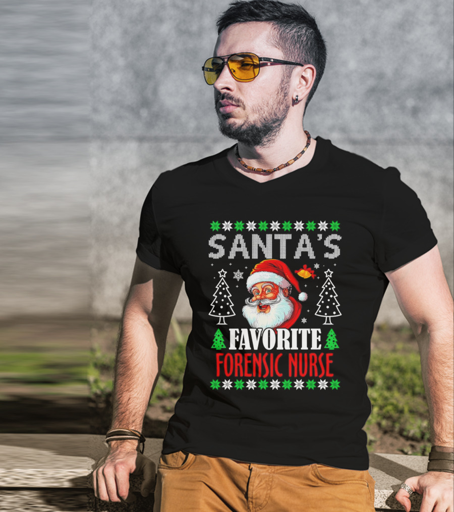 Santa's Favorite Forensic Nurse Christmas Holiday T-Shirt