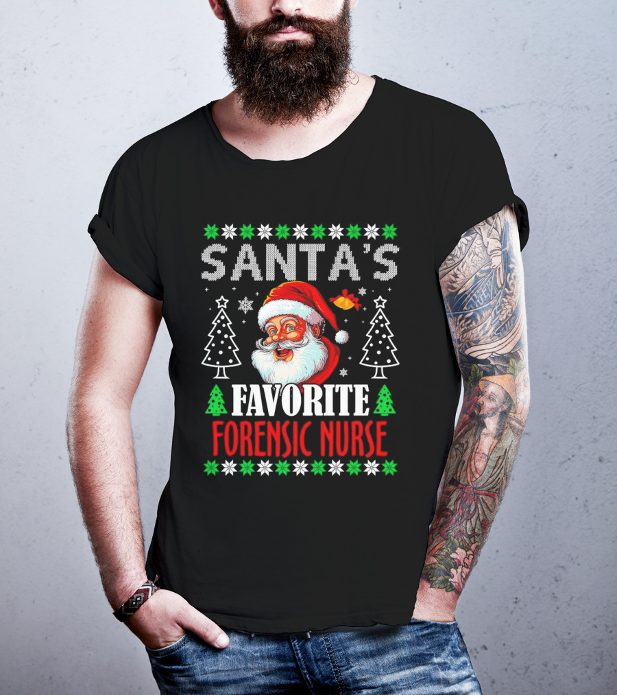 Santa's Favorite Forensic Nurse Christmas Holiday T-Shirt