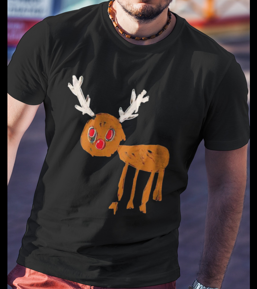 Reindeer Ugly Holiday Rudolf Drawing T-Shirt