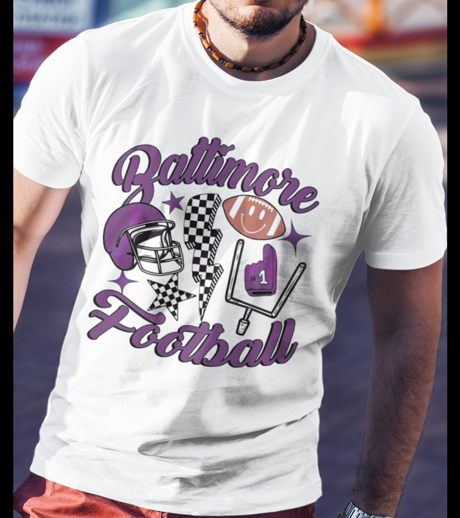 Baltimore Football NFL Team Helmet Smile Number One T-Shirt