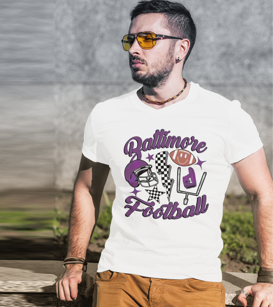 Baltimore Football NFL Team Helmet Smile Number One T-Shirt