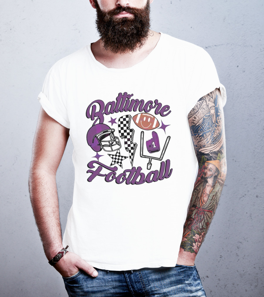 Baltimore Football NFL Team Helmet Smile Number One T-Shirt