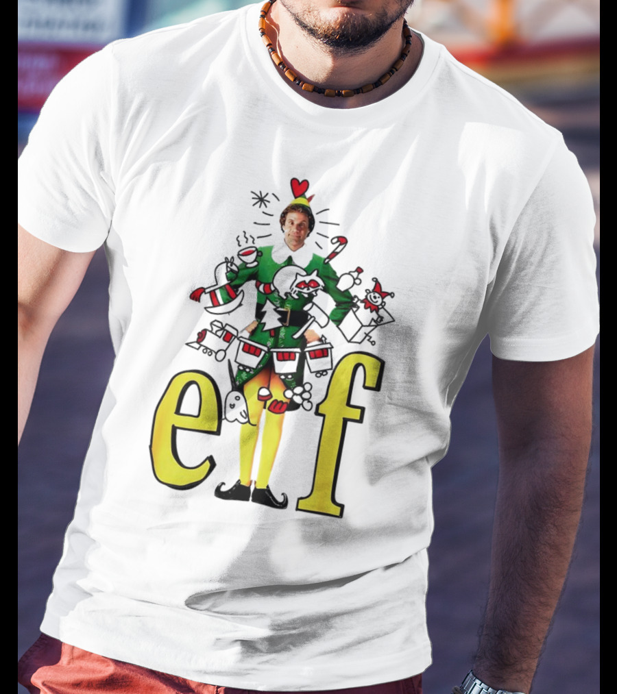 Elf Movie Inspired Christmas Sketch Design Featuring Iconic Character T-Shirt