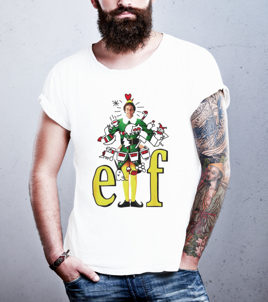Elf Movie Inspired Christmas Sketch Design Featuring Iconic Character T-Shirt