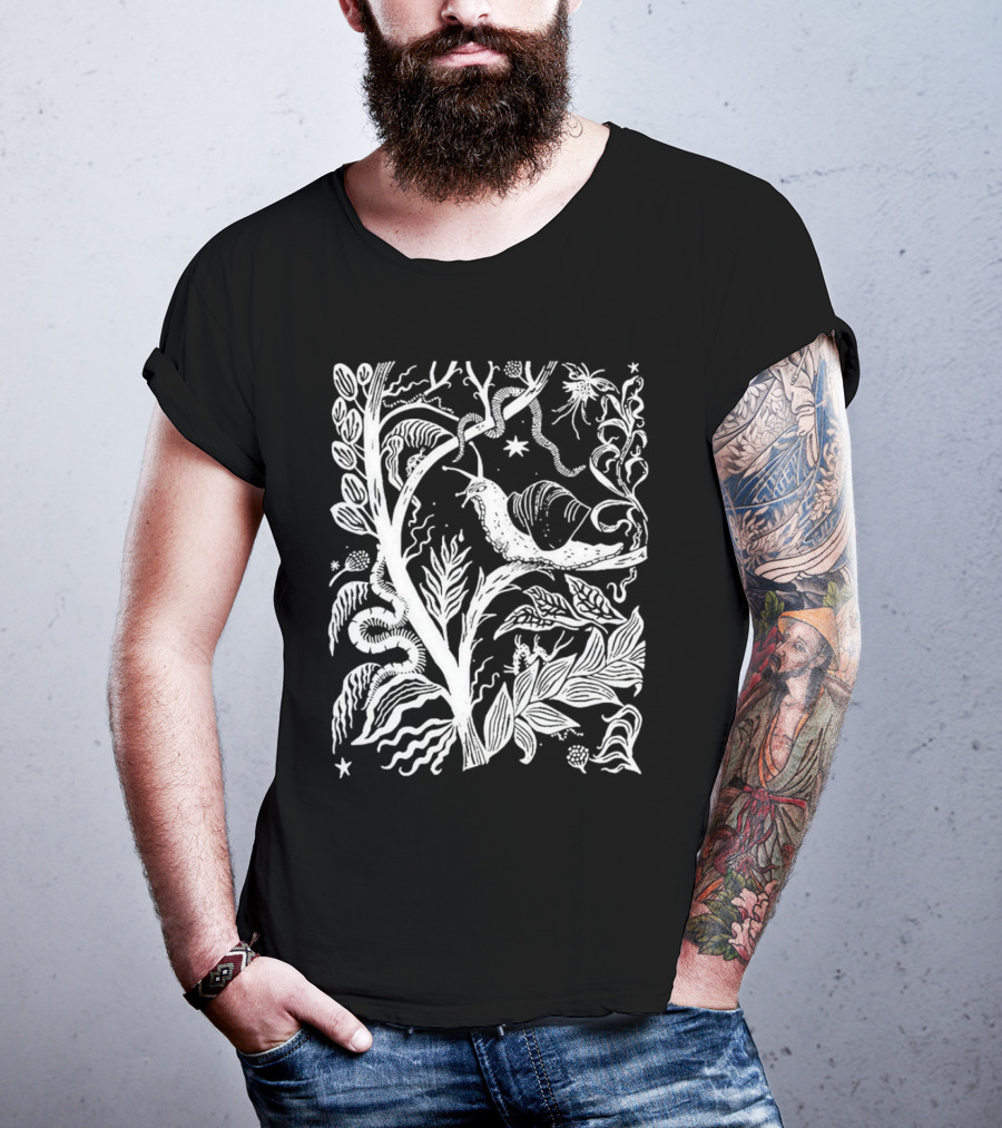 Elispencer November Enchanted Forest Snail Motif T-Shirt
