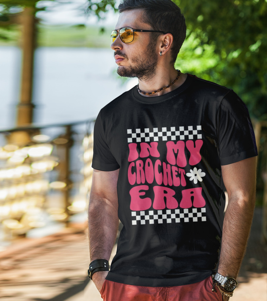 In My Crochet Era Checkerboard Flower Power T-Shirt