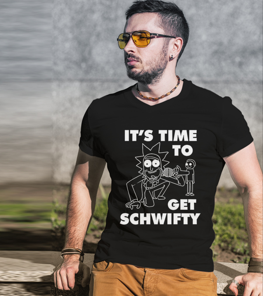 It's Time To Get Schwifty Character Holding Microphone Sketch T-Shirt