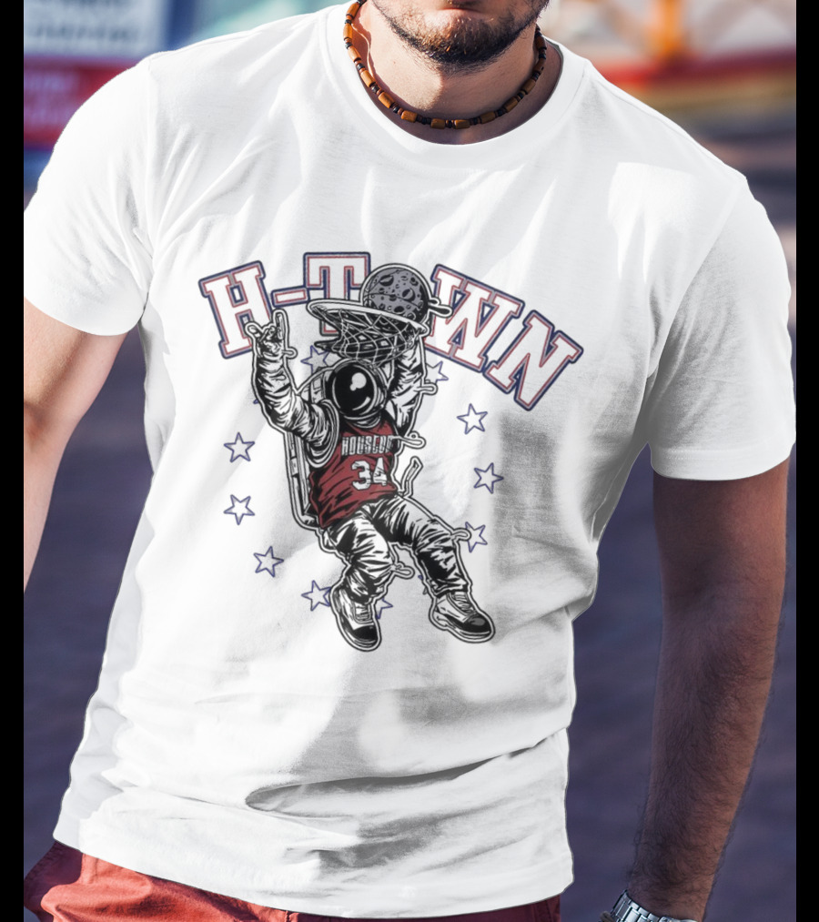 H-Town Astronaut Dunking Moon Stars Nolan Ryan 34 Houston Astros T-Shirt