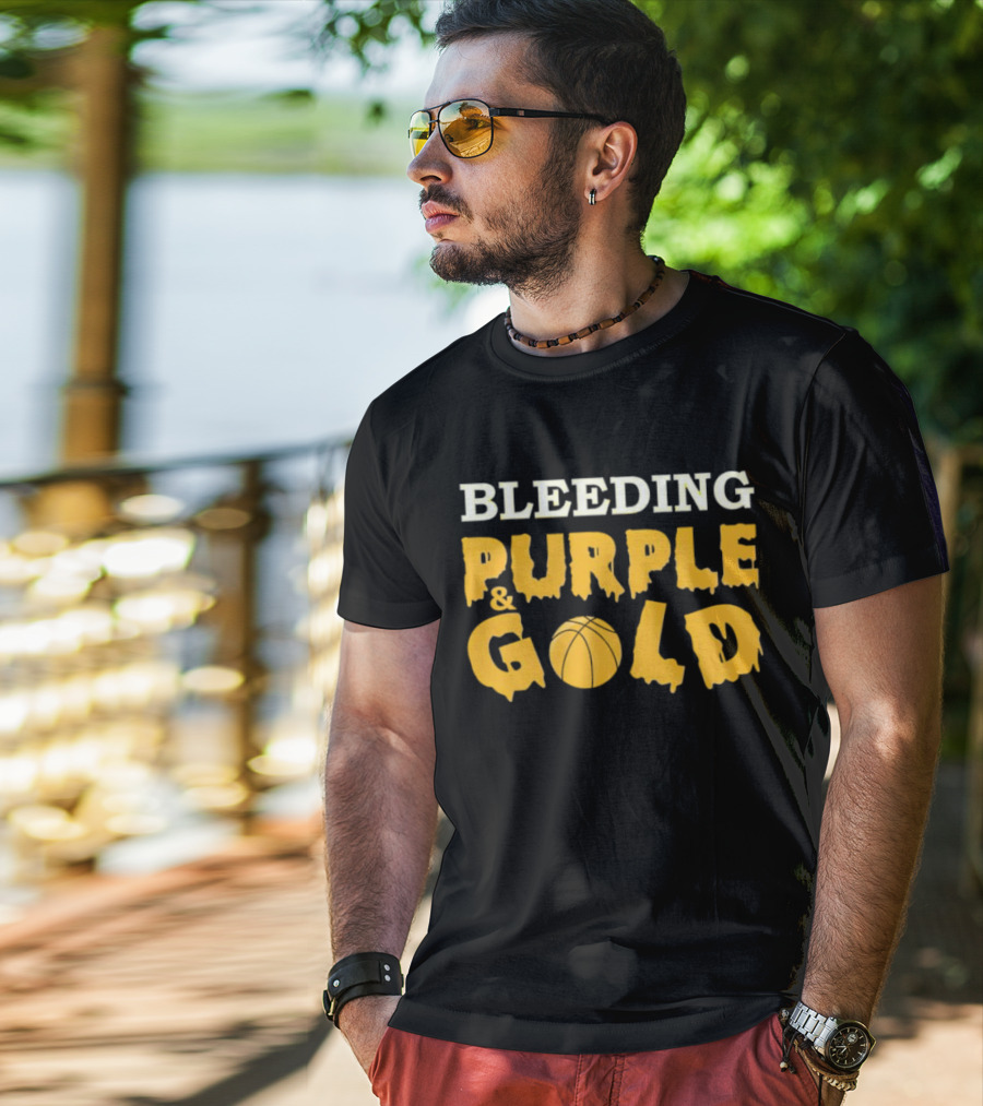 Bleeding Purple And Gold Basketball T-Shirt