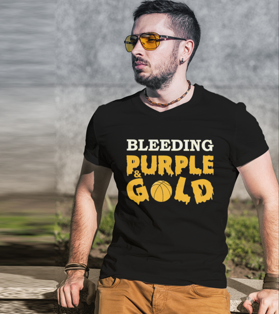 Bleeding Purple And Gold Basketball T-Shirt