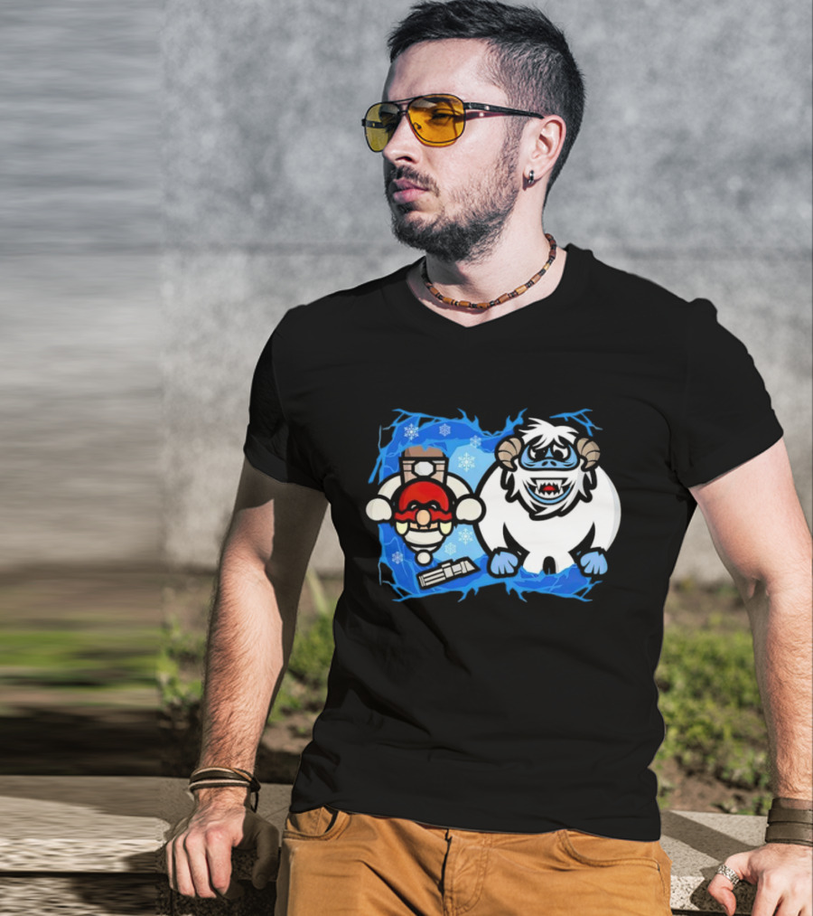 Bumble Wars Cartoon Mario Wampa Battle Ice Hoth T-Shirt