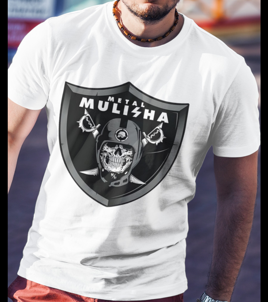Las Vegas Raiders Skull Metal Mulisha Shield Halloween Helmets Swords T-Shirt